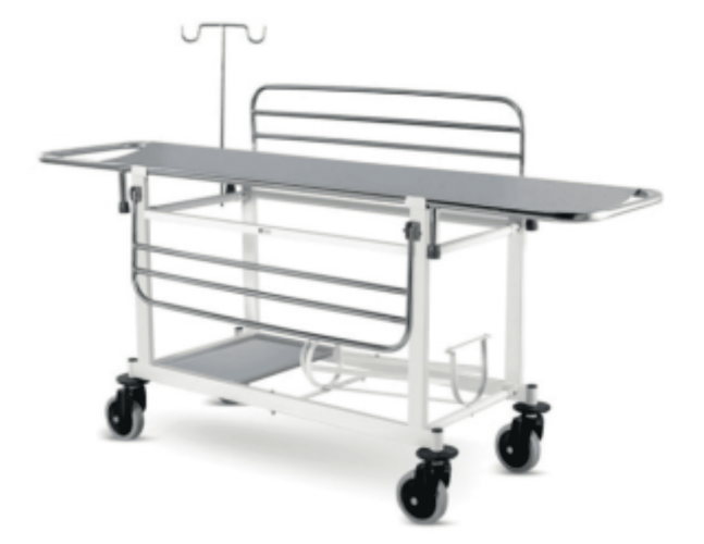 STRETCHER TROLLEY (Stainless Steel Top & Railing)